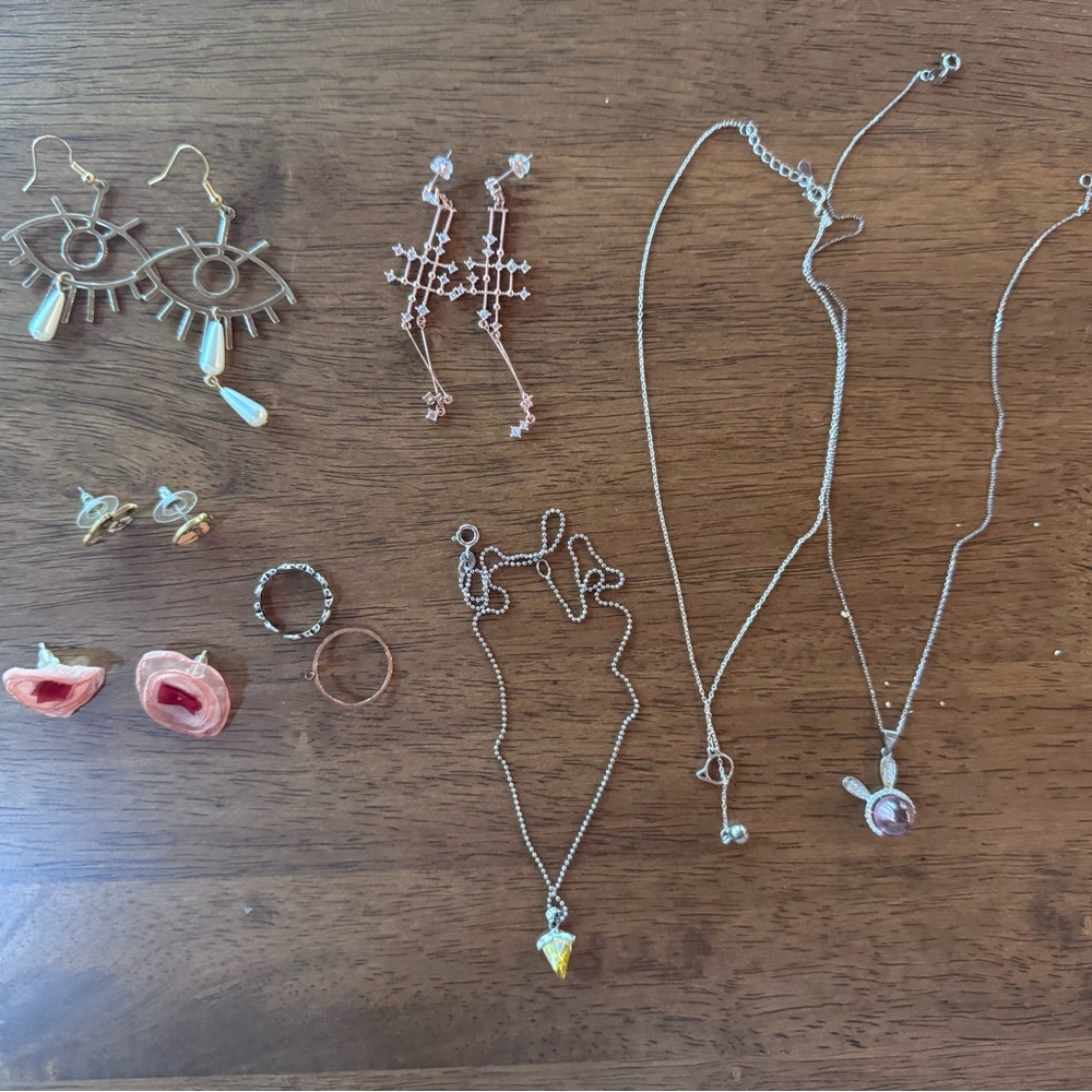 Silver and Pink Jewelry Collection with Unique Designs